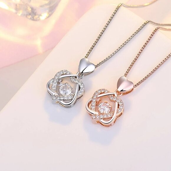 3/$30 Eternal Love Necklace Set Romantic Rhombus Zircon Pendant NWOT - Picture 2 of 4